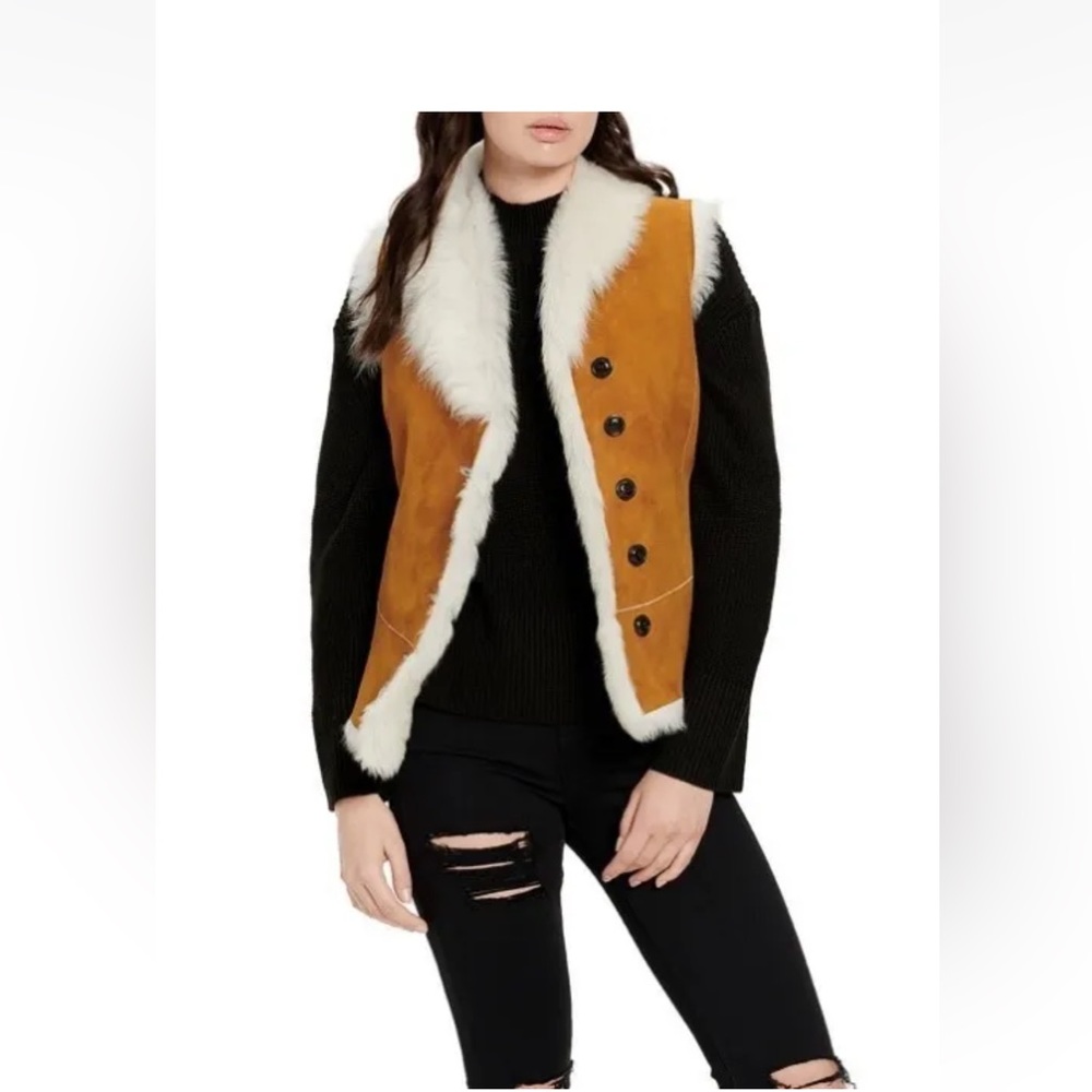 UGG® RENEE TOSCANA REVERSIBLE SHEARLING VEST LAMB FUR $995